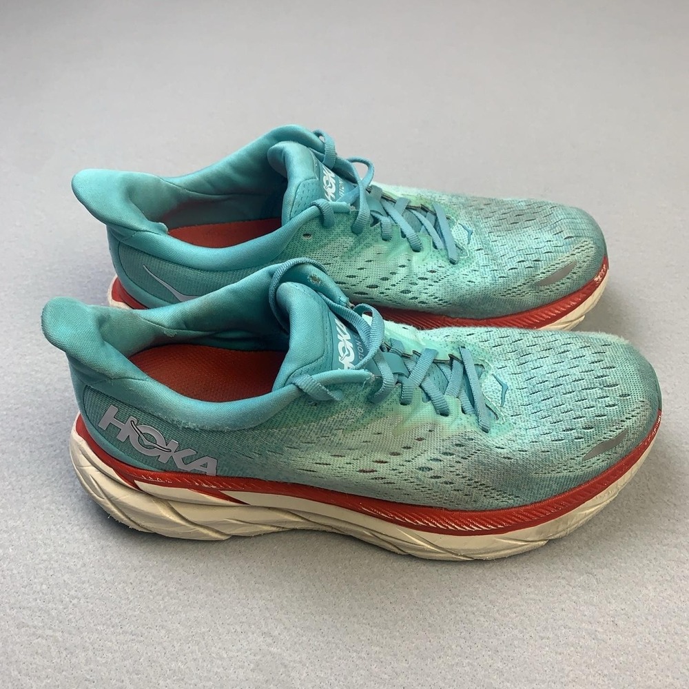 Hoka One One Clifton 8 Shoes Womens Size 9 Blue Running Sneakers 1119394 AEBL